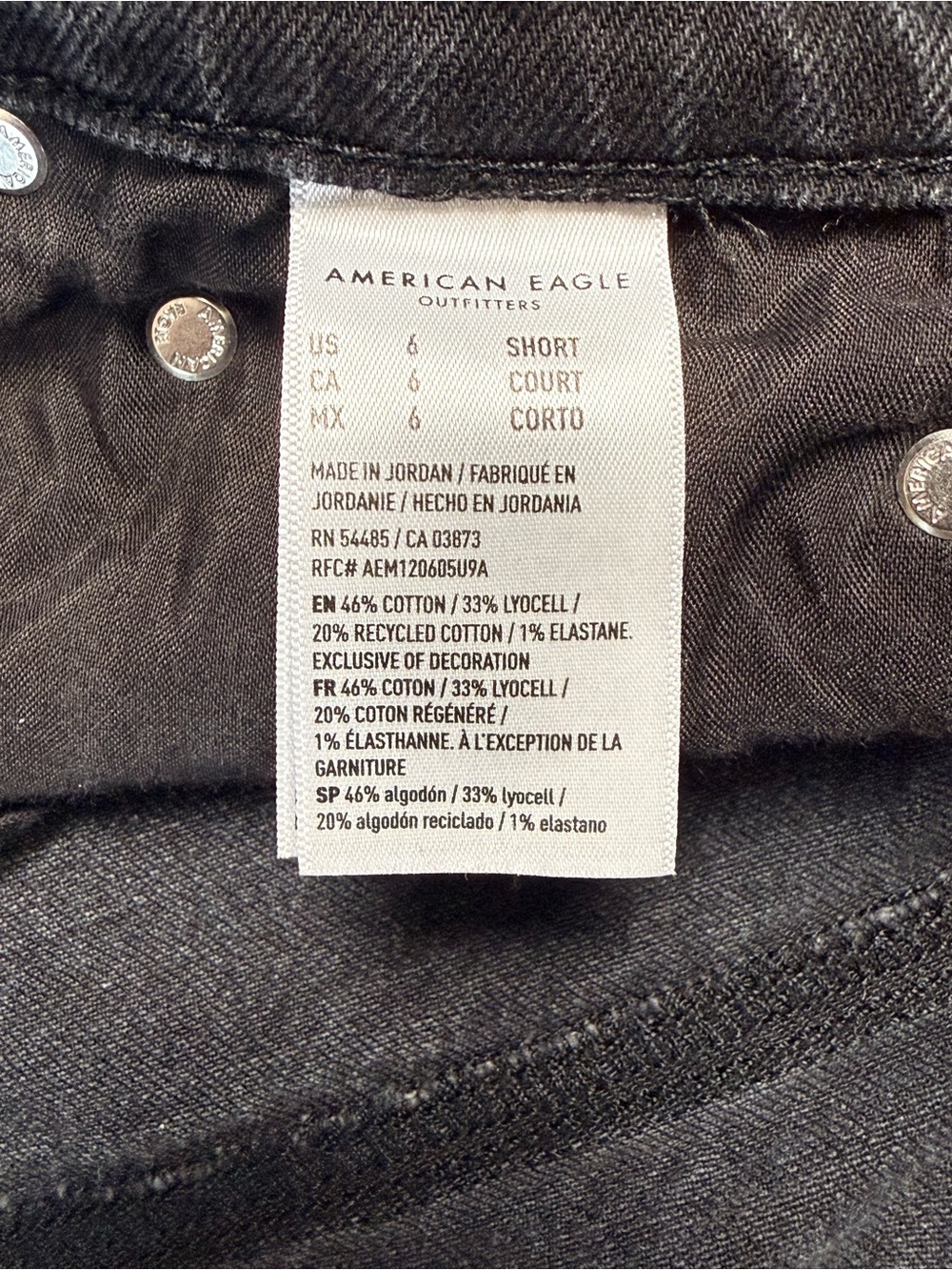 American Eagle Super High Rise Ankle Straight Jeans Black Wash Size 6 Short - Picture 11 of 11